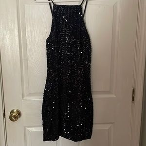 Black sequin mini dress. Express size M